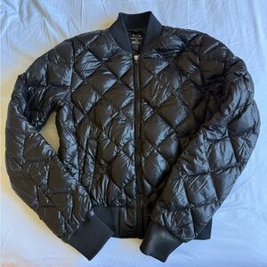 aritzia tna black bomber puffer jacket winter aesthetic league jacket